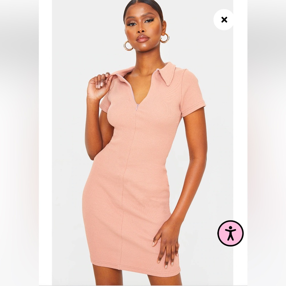 Pretty little thing zip up polo collar dress
